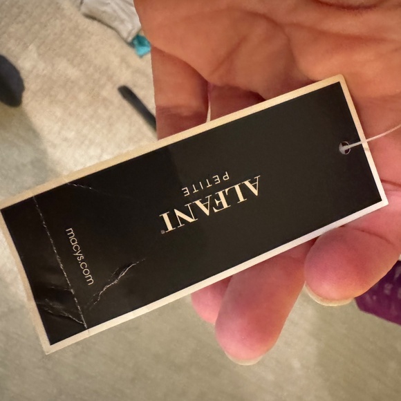 Alfani Mesh Cranberry Striped Paneled Top, Fushia, Purple, Petite Large, New - Picture 4 of 5